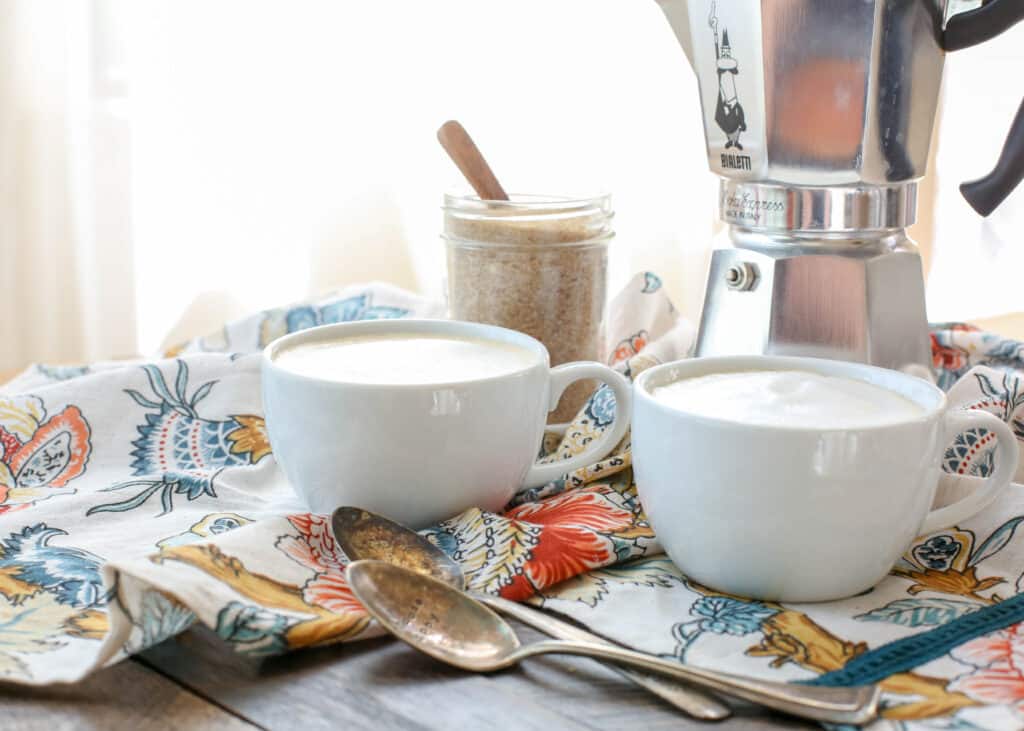 Learn how to make Cafe con Leche at home! get the instructions at barefeetinthekitchen.com