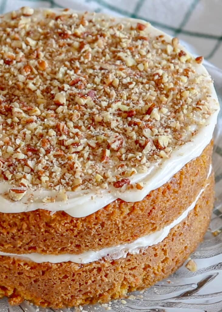 This Carrot Cake is everything I want in a dessert! Topped with cream cheese frosting, it's pure heaven! 
