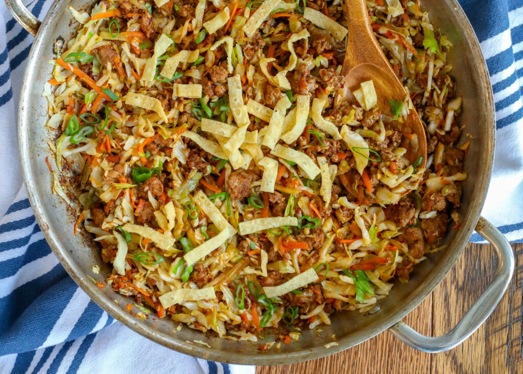 This Egg Roll Stir Fry is everything I love about classic egg rolls in an easy skillet meal!