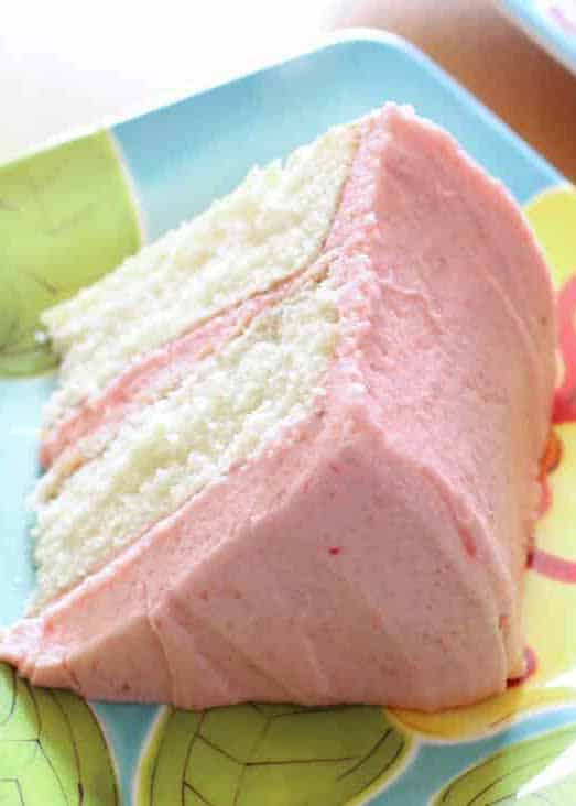 Gluten Free White Cake with Strawberry Frosting
