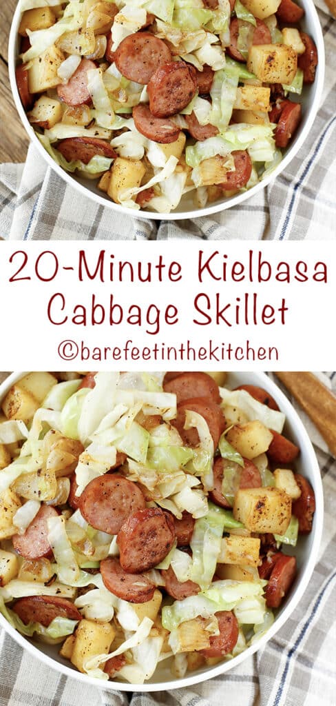 Kielbasa Cabbage Skillet Dinner is ready in just 20 minutes!
