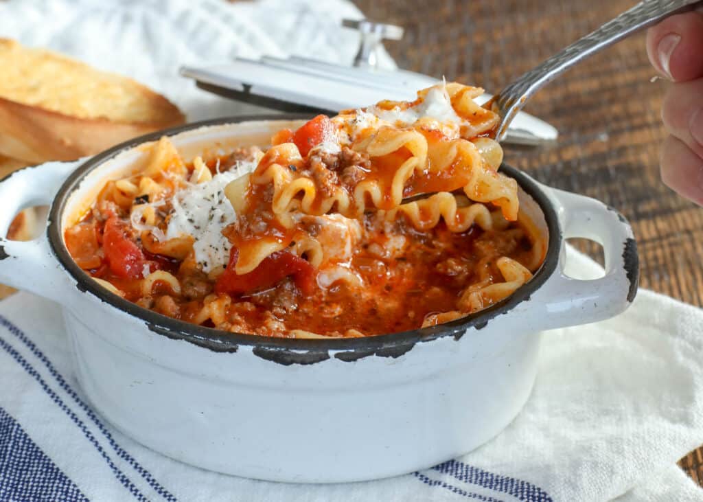 Lasagna Soup is a cold weather favorite - get the recipe at barefeetinthekitchen.com