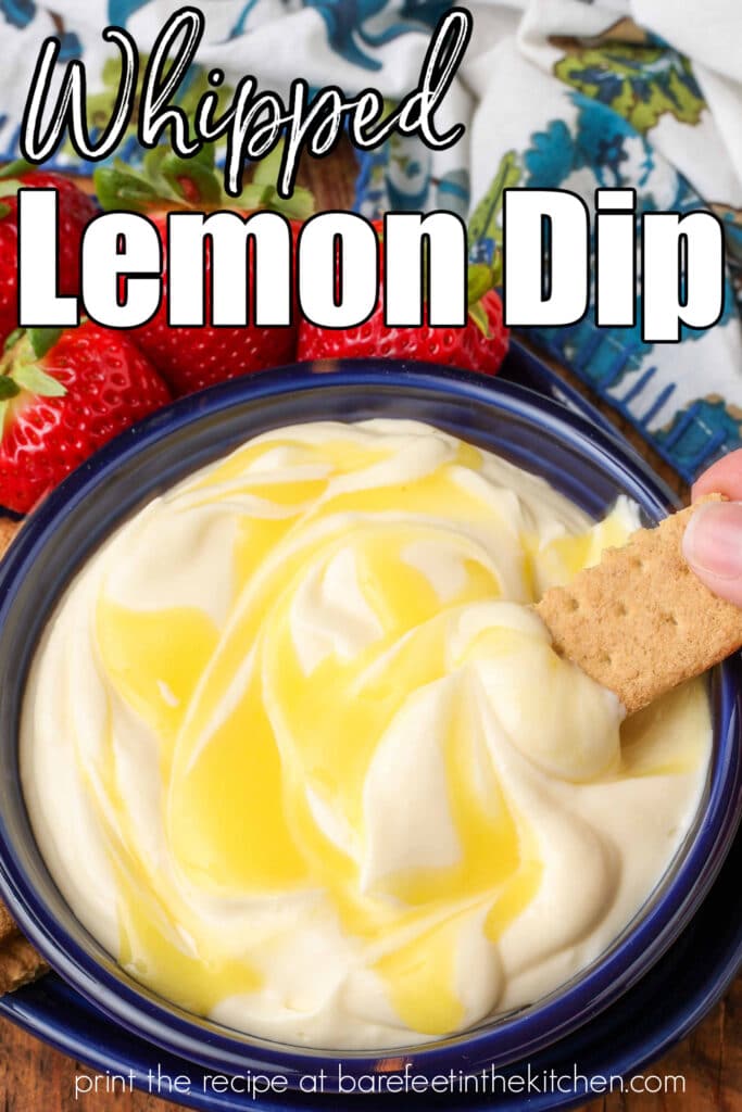 whipped lemon dip on graham cracker