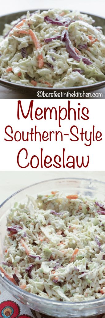 Memphis Southern-Style Coleslaw - get the recipe at barefeetinthekitchen.com
