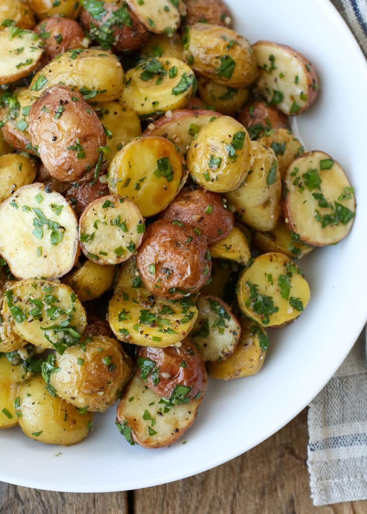 Garlic Potato Salad - get the recipe at barefeetinthekitchen.com