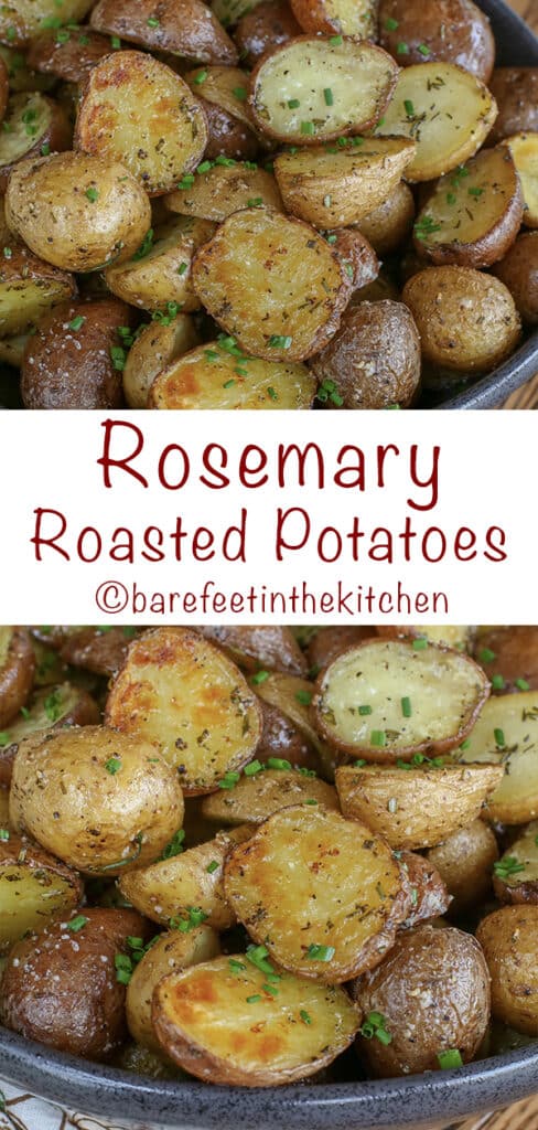 Rosemary Roasted Potatoes are about to become your favorite potato! find out how to make them at barefeetinthekitchen.com